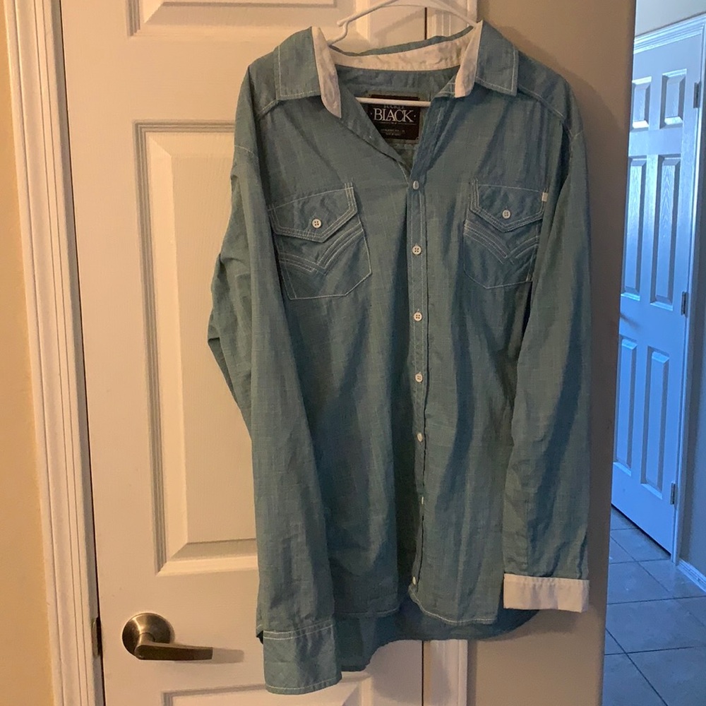 Buckle Black No 48 Mens XL blue/green button down shirt